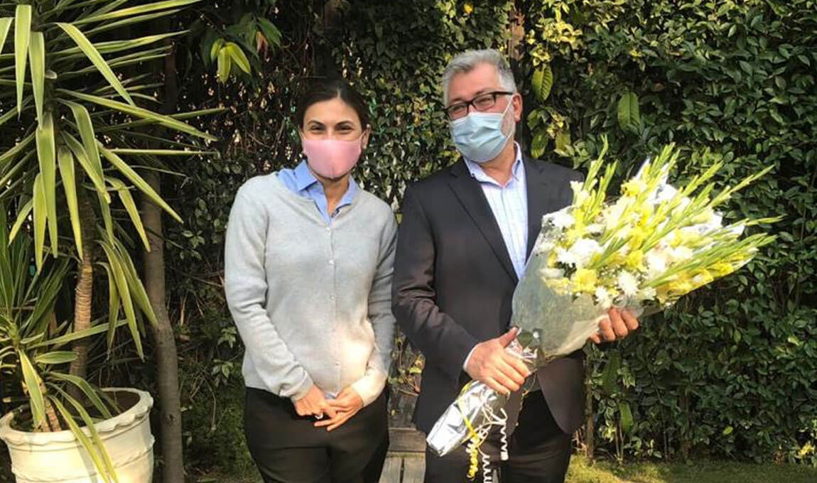 Mrs. Ayesha Shaikh greeting Mr.Douglas V. Janoff Head of Regional & Public Affairs at Canadian High Commission – Islamabad