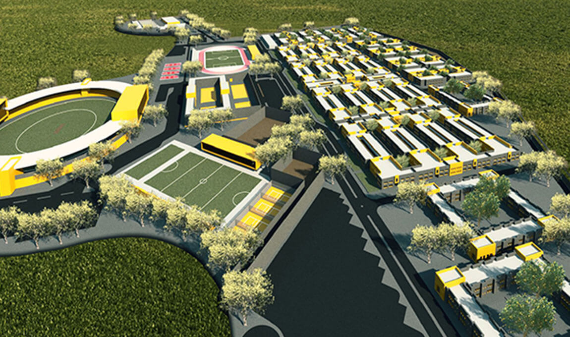 The mega educational project consist of multiple academic buildings, finest accommodation, state-of-the-art swimming pools, basketball courts, hockey grounds and International standard stadiums for sports such as cricket, football and others.