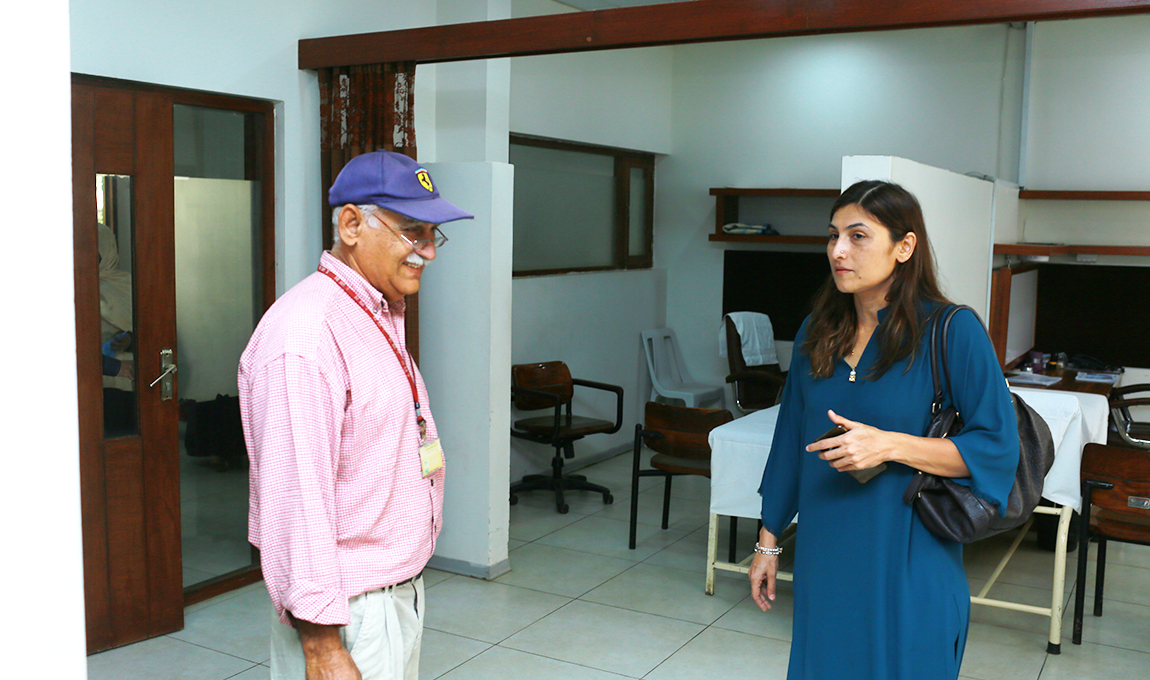 Mrs. Ayesha Shaikh is reviewing the facilities of the Rabia Moon Trust along with a senior representative of the trust